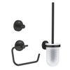 Grohe Start accessoiresset 3-in-1 - closetrolhouder - zonder klep - handdoekhaak - met closetborstelgarnituur - met glazen inzet - mat zwart SW968349