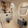 MONDIAZ TURE-DLUX 40cm toiletmeubel Dark Grey. EDEN wastafel Ostra positie links. Zonder kraangat. SW1104824