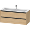 Duravit Ketho 2 wastafelonderbouwkast met 2 laden voor enkele wastafel 121x48x55cm met grepen antraciet natuur eiken mat SW772786