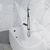 Fortifura Nebbio Badcombinatie-set - thermostaatkraan - inbouwdeel - glijstang - metalen doucheslang - staaf handdouche - badafvoer opbouw - mat zwart SW1238025