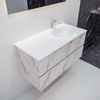 MONDIAZ VICA Badkamermeubelset - 100cm - 2 lades - wasbak Moon rechts - 1 kraangat - solid surface carrara marmer SW410206