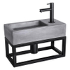 Differnz Ravo fonteinset - 38.5x18.5x25cm - Rechthoek - 1 kraangat - Recht matte zwarte kraan - met zwart frame - beton donkergrijs SW373232