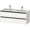 Duravit Ketho 2 wastafelonderbouwkast met 2 laden voor dubbele wastafel 128x48x55cm met grepen antraciet hoogglans wit SW771850