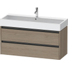 Duravit Ketho 2 wastafelonderbouwkast met 2 laden voor enkele wastafel 118.4x46x54.9cm met grepen antraciet eiken terra mat SW773042
