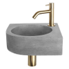 Differnz Cleo fonteinset - 31.5x31.5x10cm - Kwartrond - 1 kraangat - Gebogen matte goude kraan - Beton Grijs SW373203