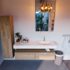 MONDIAZ ALAN - DLUX Badkamermeubelset - 150cm - onderkast - Washed Oak - 2 lades - vrijhangende wastafel - wasbak rechts - 1 kraangat - Ostra SW809009
