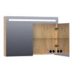BRAUER Promise Deluxe spiegelkast - 100x70x15cm - met directe verlichting - 2 dubbelzijdige spiegeldeuren - Forest Tan SW371657