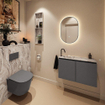 MONDIAZ TURE-DLUX 80cm toiletmeubel Dark Grey. EDEN wastafel Glace positie links. Met 1 kraangat. SW1103241