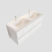 MONDIAZ VICA Badkamermeubelset - 120cm - 2 lades - wasbak Cloud dubbel - 2 kraangaten - solid surface carrara marmer SW410338