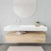 MONDIAZ ALAN 150cm - onderkast - washed oak - 1 lade - vrijhangende wastafel - wasbak links - 0 kraangaten - talc SW408599