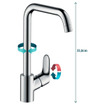 Hansgrohe Focus E2 keukenkraan met hoge draaibare uitloop instelbaar 110 graden, 150 graden en 360 graden chroom 0605548