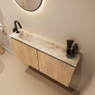 MONDIAZ TURE-DLUX 100cm toiletmeubel Washed Oak. EDEN wastafel Frappe positie links. Met 1 kraangat. SW1103082
