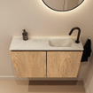 MONDIAZ TURE-DLUX 80cm toiletmeubel Washed Oak. EDEN wastafel Ostra positie rechts. Met 1 kraangat. SW1105140