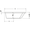 Duravit Paiova bad acryl afgeschuind rechts 170x130x46cm wit 0297536