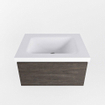 Mondiaz BUKLA Badkamermeubelset - 60x45x34cm - 1 kraangat - wasbak midden - solid surface - Talc - greeploos - 1 lade - Melamine - Dark brown SW704853