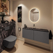 MONDIAZ TURE-DLUX 120cm toiletmeubel Dark Grey. EDEN wastafel Lava positie midden. Zonder kraangat. SW1103825