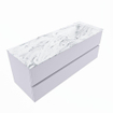 MONDIAZ VICA-DLUX Badkamermeubelset - 130cm - onderkast cale- 2 lades - inbouw wastafel cloud rechts - zonder kraangaten - 60cm hoge versie - glace SW1088364