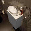 Mondiaz Fowy Toiletmeubel - 40x50x23cm - dark grey mat - 1 kraangat - wasbak links - 1 deur - solid surface - blad MDF - wasbak: Wit / Zwart SW760932