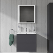 Duravit Me by starck wastafel 63x49cm 1 kraangat met overloop wit + Duravit XBase Wastafelonderkast 60x47.5x44cm 1 lade Standaard greep met softclose spaanplaat Grafiet Mat SHOWROOMMODEL SHOW19148