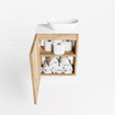 Mondiaz Fowy Toiletmeubel - 40x50x23cm - washed oak mat - 1 kraangat - wasbak rechts - 1 deur - solid surface - blad Melamine - wasbak: wit SW761410