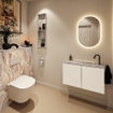 MONDIAZ TURE-DLUX 80cm toiletmeubel Talc. EDEN wastafel Glace positie rechts. Met 1 kraangat. SW1103097