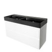 Saniclass Legend Meubelwastafel - 120x47x13cm - overloop - 2 wasbakken - links rechts 2 kraangaten - keramiek - mat zwart SW156419