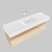 MONDIAZ ALAN 150cm - onderkast - washed oak - 1 lade - vrijhangende wastafel - wasbak midden - 0 kraangaten - talc SW408596
