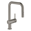 GROHE Minta Keukenkraan - hoog - draaibare/uittrekbare u uitloop - 2 straalsoorten - hard graphite geborsteld SW354697