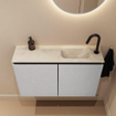 MONDIAZ TURE-DLUX 80cm toiletmeubel Plata. EDEN wastafel Ostra positie rechts. Met 1 kraangat. SW1104998