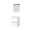 Basic-Line Economic 46 badkamermeubelset - 50x46cm - greeploos - 2 lades - acryl wastafel - 0 kraangaten - Spiegel - geintegreerde LED verlichting - MDF lak Ice White SW351198