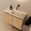 MONDIAZ TURE-DLUX 60cm toiletmeubel Washed Oak. EDEN wastafel Frappe positie rechts. Zonder kraangat. SW1103077