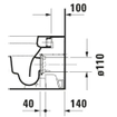 Duravit HappyD 2 closetpot diepspoel staand back to wall 36.5x57cm incl. bevestiging afvoer horizontaal m. WG wit SW54350