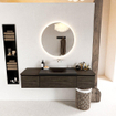 MONDIAZ BUKLA 160cm badmeubel met module 40 kleur Dark Brown met 3 lades. Wastafel CLOUD midden 0 kraangaten kleur Urban. SW1382167