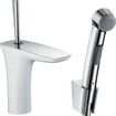 Hansgrohe PuraVida bidetset m. 1-gats wastafelkraan m. push open garnituur wit/chroom GA47337