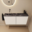 MONDIAZ TURE-DLUX 100cm toiletmeubel Talc. EDEN wastafel Lava positie links. Zonder kraangat. SW1103606