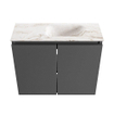 MONDIAZ TURE-DLUX 60cm toiletmeubel Dark Grey. EDEN wastafel Frappe positie rechts. Zonder kraangat. SW1102765