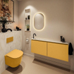 MONDIAZ TURE-DLUX 120cm toiletmeubel Ocher. EDEN wastafel Ostra positie links. Met 1 kraangat. SW1104983