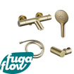 FugaFlow Eccelente Sobrado Badkamer Thermostatische badkraan met ronde handdouche, handdouchehouder en gladde doucheslang Geborsteld Messing PVD SW1124096