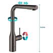 GROHE essence new Keukenkraan - hoog - draaibare/uittrekbare uitloop - hard graphite glans SW97571