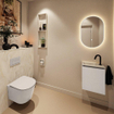 MONDIAZ TURE-DLUX 40cm toiletmeubel Linen. EDEN wastafel Ostra positie links. Met 1 kraangat. SW1104913