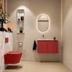 MONDIAZ TURE-DLUX 80cm toiletmeubel Fire. EDEN wastafel Glace positie links. Zonder kraangat. SW1103280