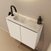MONDIAZ TURE-DLUX 60cm toiletmeubel Talc. EDEN wastafel Ostra positie links. Met 1 kraangat. SW1104689