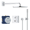 GROHE Grohtherm Perfect Regendoucheset - hoofdddouche 31cm - 2 functies handdouche staaf - rechthoekig afbouwdeel chroom SW236925