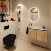 MONDIAZ TURE-DLUX 80cm toiletmeubel Washed Oak. EDEN wastafel Ostra positie links. Met 1 kraangat. SW1105147