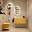 MONDIAZ TURE-DLUX 100cm toiletmeubel Ocher. EDEN wastafel Frappe positie links. Met 1 kraangat. SW1102871