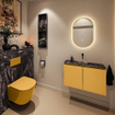 MONDIAZ TURE-DLUX 80cm toiletmeubel Ocher. EDEN wastafel Lava positie midden. Zonder kraangat. SW1103914