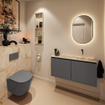 MONDIAZ TURE-DLUX 100cm toiletmeubel Dark Grey. EDEN wastafel Frappe positie rechts. Zonder kraangat. SW1102729