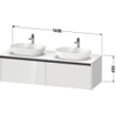 Duravit Ketho 2 wastafelonderbouwkast incl. consoleplaat met 2 laden voor dubbele waskommen 160x55x45.9cm met handgrepen antraciet hoogglans wit SW772907