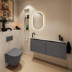 MONDIAZ TURE-DLUX 120cm toiletmeubel Dark Grey. EDEN wastafel Opalo positie links. Met 1 kraangat. SW1104274