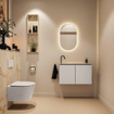MONDIAZ TURE-DLUX 80cm toiletmeubel Linen. EDEN wastafel Frappe positie links. Met 1 kraangat. SW1102877